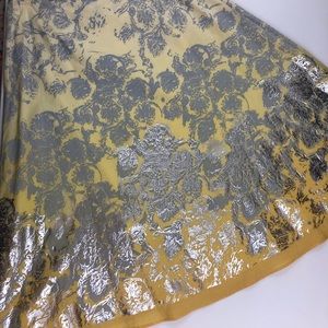 RARE Anthro Yellow Ombré Silver Swing Skirt, 4 Sm